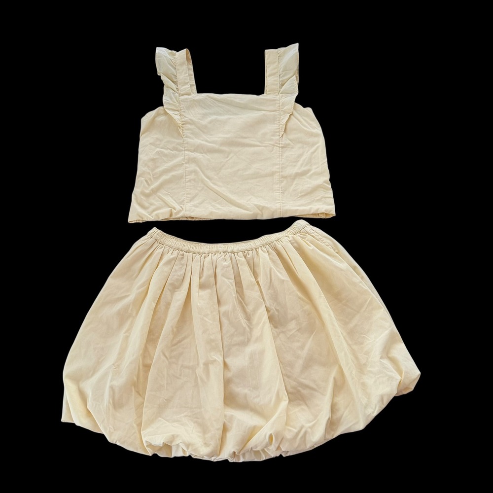 Abercrombie Kids Girls Yellow 2-Piece Ruffle Crop Top and Bubble Skirt Set 13/14
